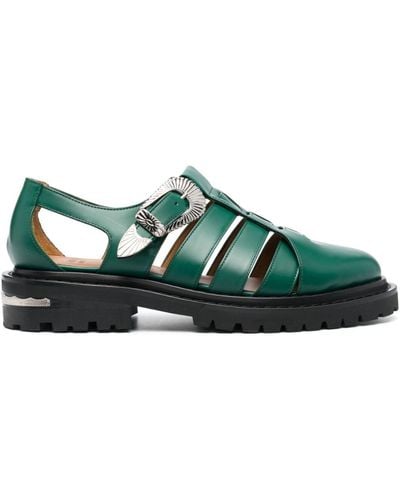Toga Virilis Cut-out Leather Sandals - Green