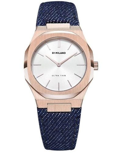 D1 Milano Armbanduhr mit Jeansband - Mettallic
