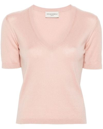 Officine Generale Short-sleeve Knitted Top - Pink