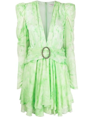 Alessandra Rich Silk Mini Dress - Green