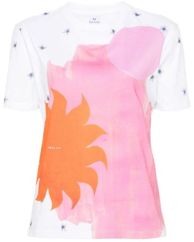 PS by Paul Smith T-Shirt mit Blumenmuster - Pink