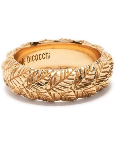 Emanuele Bicocchi Ring mit eingravierten Blättern - Mettallic