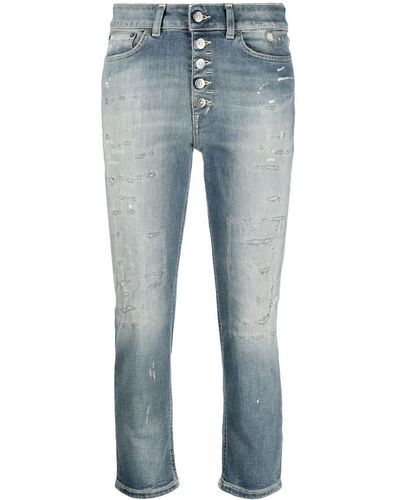 Dondup Jeans slim con effetto vissuto crop - Blu