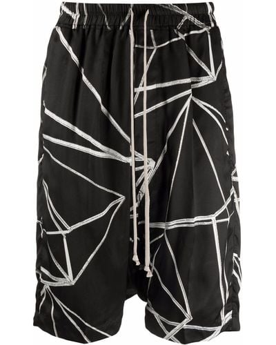 Rick Owens Printed Drop-crotch Shorts - Black