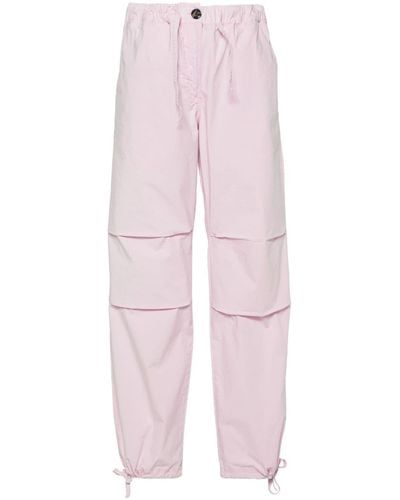 Ganni Straight-leg Organic Cotton Trousers - Pink