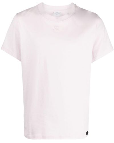 Courreges Logo-embroidered Cotton T-shirt - Pink