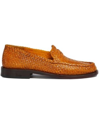 Marni Interwoven-design Leather Loafers - Brown