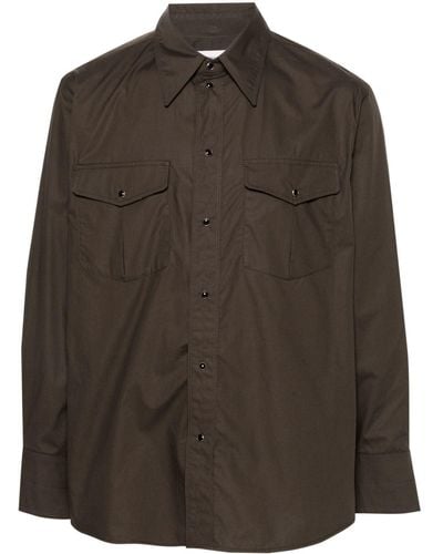 Lemaire Western Shirt With Snaps - Brown