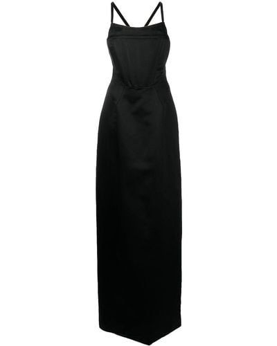 Rosetta Getty Silk Corset Maxi Dress - Black