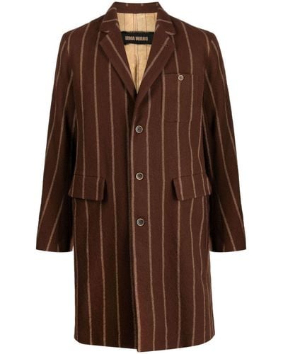 Uma Wang Striped Single-breasted Wool Coat - Brown