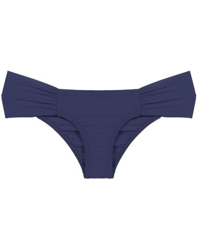 Amir Slama Gathered Low-waisted Bikini Bottoms - Blue