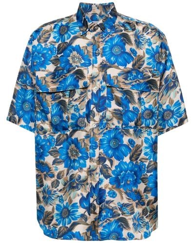 Moschino Floral-print Silk Shirt - Blue