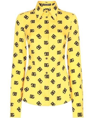 Dolce & Gabbana Camisa con logo estampado - Amarillo