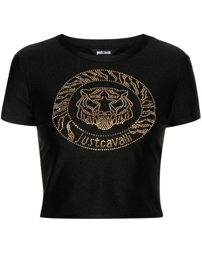 Just Cavalli Tiger Head-beaded T-shirt - Black