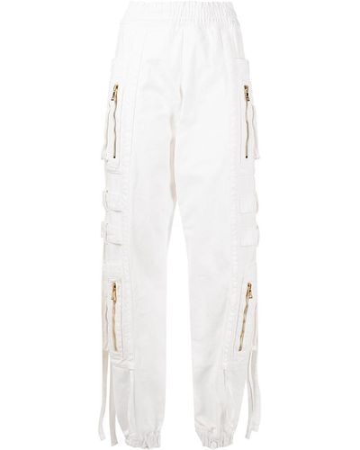 Balmain Pantalon fuselé à détails de zips - Blanc