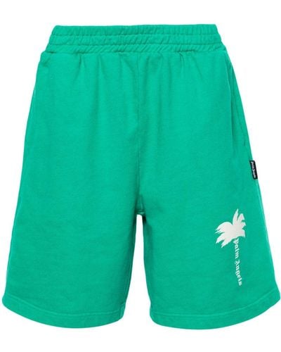 Palm Angels The Palm Cotton Track Shorts - Green