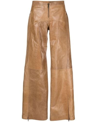 KNWLS Leather Flared Pants - Brown