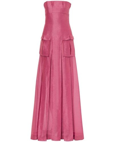 Alberta Ferretti Strapless Pleated-skirt Dress - Pink
