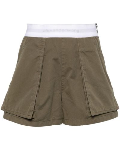 Alexander Wang Logo-waistband Cotton Cargo Shorts - Natural