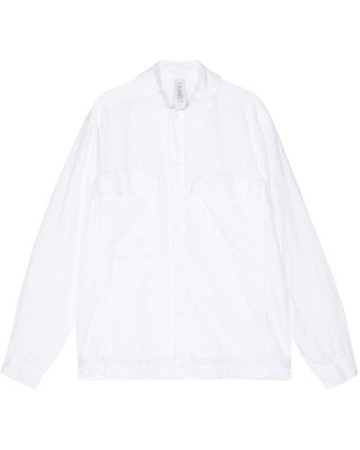 Transit Long-sleeve Cotton-linen Blend Shirt - White