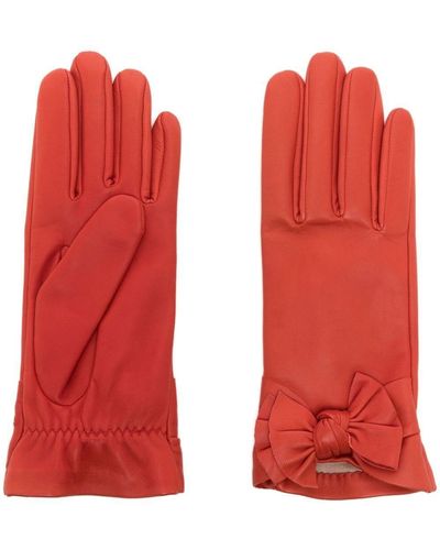 Paule Ka Bow-detail Leather Gloves - Red