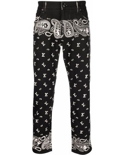 Etro Gerade Jeans mit Paisley-Print - Schwarz