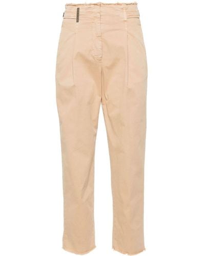 Peserico Frayed-brim Cropped Trousers - Natural
