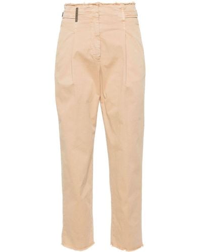 Peserico Frayed-brim Cropped Pants - Natural