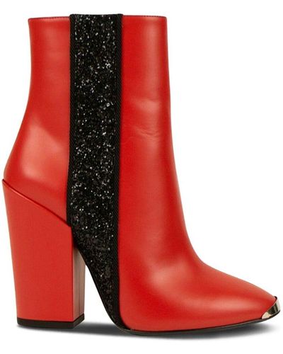 Amiri Glitter-stripe Leather Boots - Red