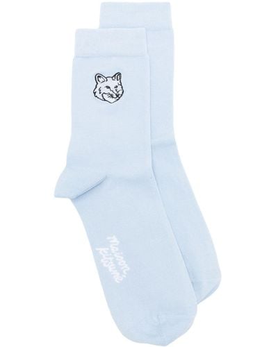 Maison Kitsuné Chaussettes nervurées Bold Fox Head - Bleu