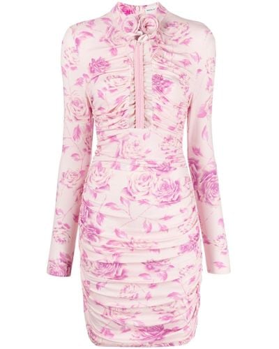 Magda Butrym Floral-print Ruched Mini Dress - Women's - Elastane/viscose - Pink