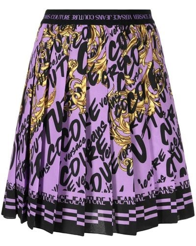 Versace Baroque-print Mini Skirt - Purple