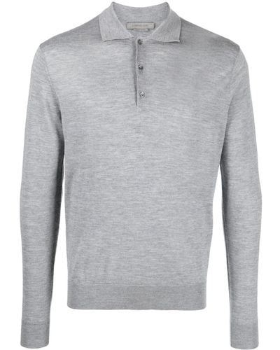 Corneliani Fine-knit Long-sleeve Polo Shirt - Gray