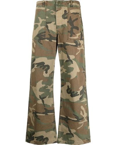 R13 Pantalon ample à imprimé camouflage - Neutre