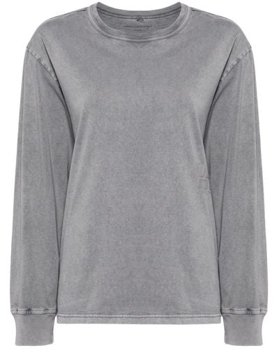 Alexander Wang Puff Logo Long-sleeve Cotton T-shirt - Gray