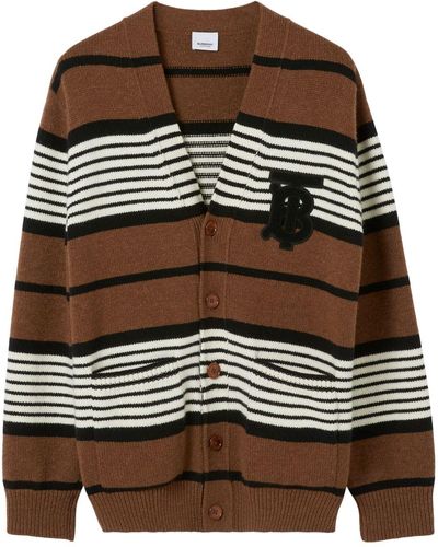 Burberry Striped Wool-blend Cardigan - Black