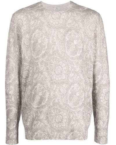 Etro Paisley-print Knitted Sweater - Natural