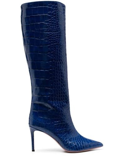 Giuliano Galiano 85mm Crocodile-embossed Leather Boots - Blue