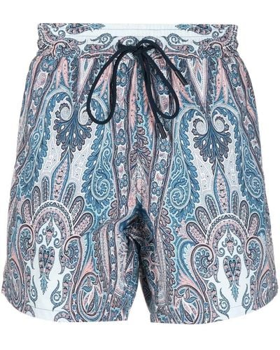 Etro Paisley-print Swim Shorts - Blue