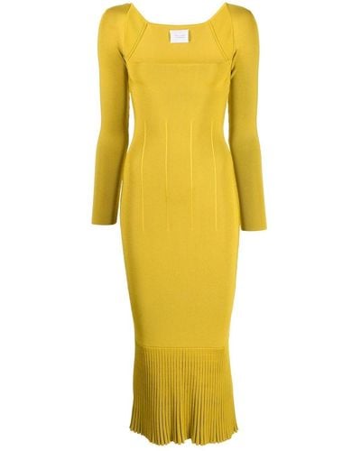 Galvan London Atalanta Long-sleeve Knitted Dress - Yellow