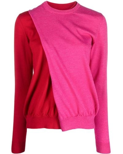 Colville Contrasting-detail Fine-knit Sweatshirt - Pink