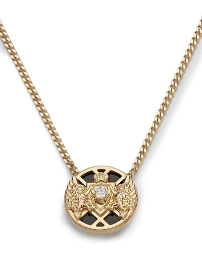 Balmain 18kt Yellow Gold Emblem Pendant Chain Necklace - Multicolour