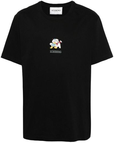 Iceberg T-shirt Met Print - Zwart
