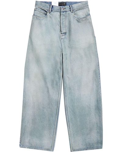Balenciaga Denim Size Sticker ワイドジーンズ - ブルー