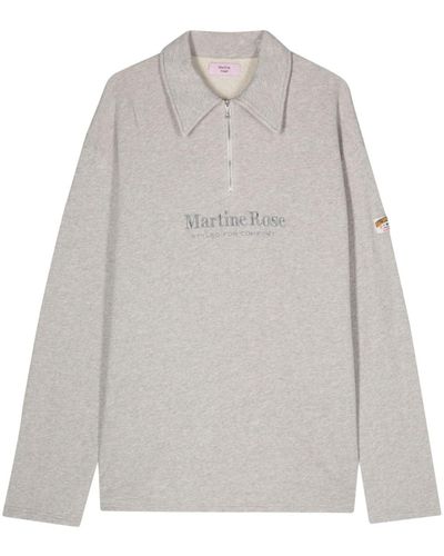 Martine Rose Logo-embroidered Cotton Polo Shirt - Grey