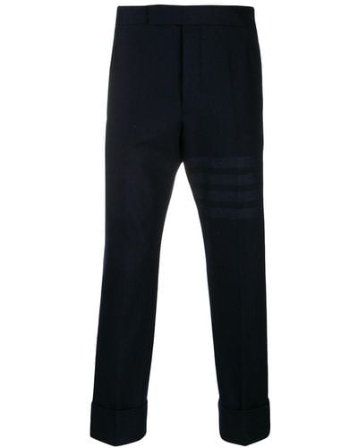 Thom Browne Pantalones de franela con motivo 4-Bar - Azul