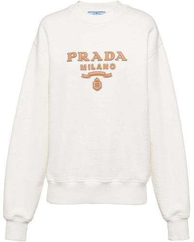 Prada Logo-appliqué Cotton Sweatshirt - White