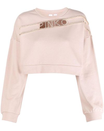 Pinko Cropped-Sweatshirt mit Logo-Print - Pink