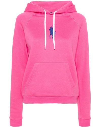 Polo Ralph Lauren Embroidered-logo Jersey Hoodie - Pink