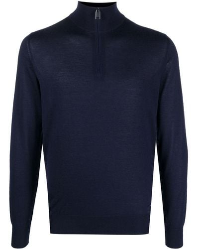 Brioni Half-zip High-neck Sweater - Blue